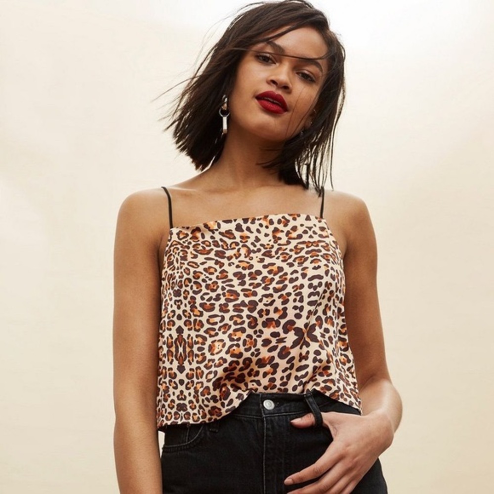 topshop square neck leopard / cheetah cropped tank